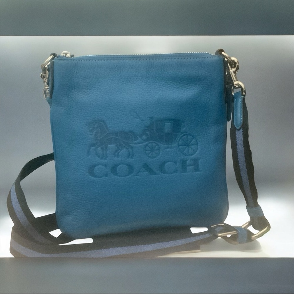 Coach-Jes slim crossbody-EUC-approx.8.5”x8.5”x1”-Turquoise-retail $278